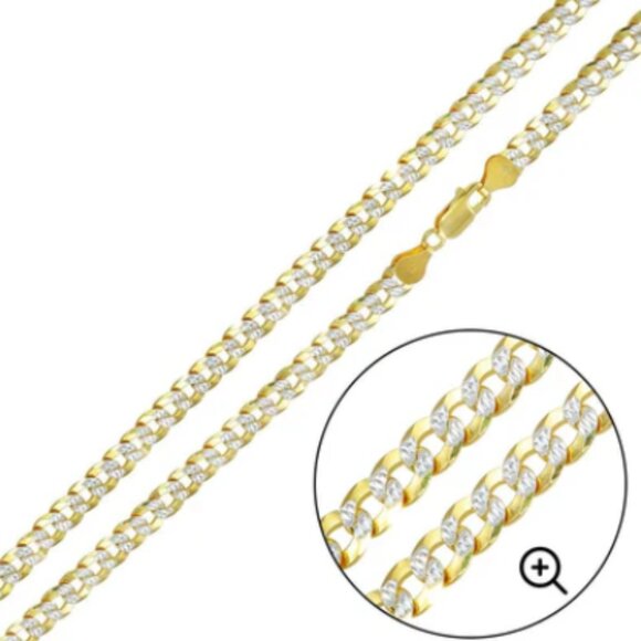 925 Silver Two-Tone Gold-Plated Diamond Cut Curb Bracelet 5mm